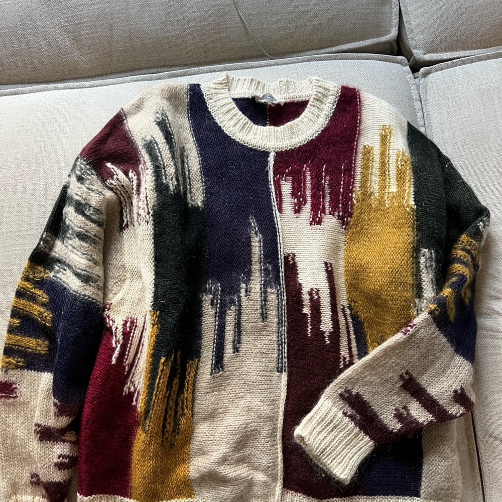 Multicolor Abstract Pattern Men's Sweater